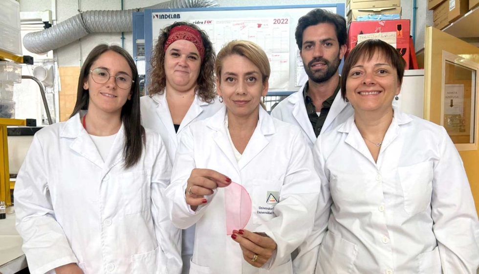 Parte del equipo del grupo de investigacin NANOBIOPOL de la UA con el sensor