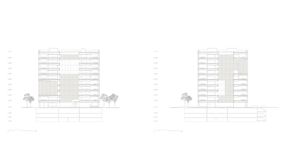 Secciones del edificio DCB Montana