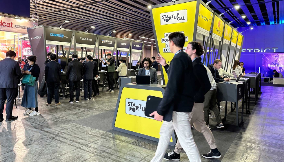 Panormica de uno de los dos pabellones que albergaron innovadoras startups en MWC 2025