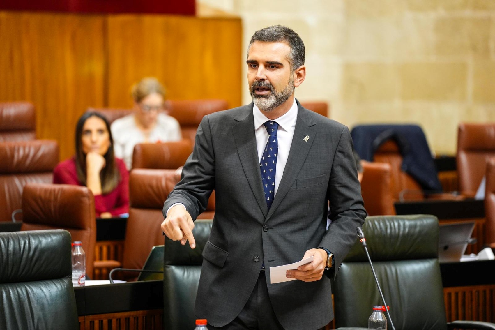 El consejero de Agricultura, Pesca, Agua y Desarrollo Rural, Ramn Fernndez-Pacheco, durante su intervencin en el Parlamento de Andaluca...