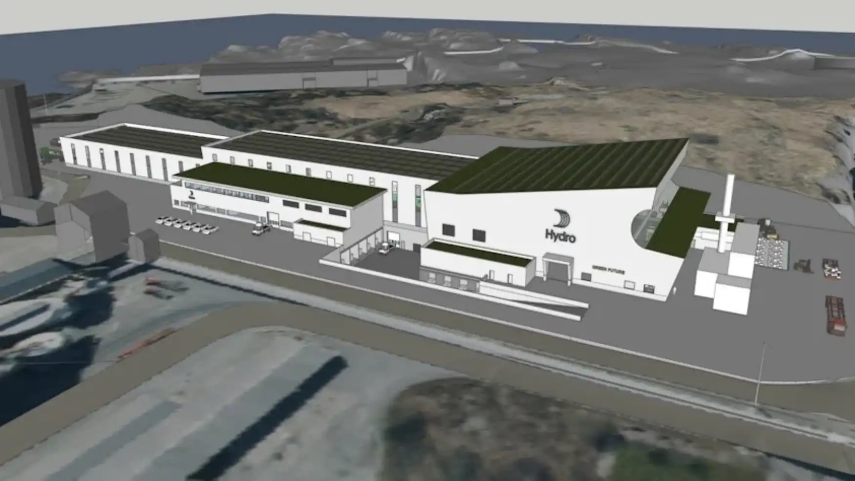 Ilustra��o do novo espa�o de fundi��o de fio-m�quina da Hydro em Karm�y, Noruega...