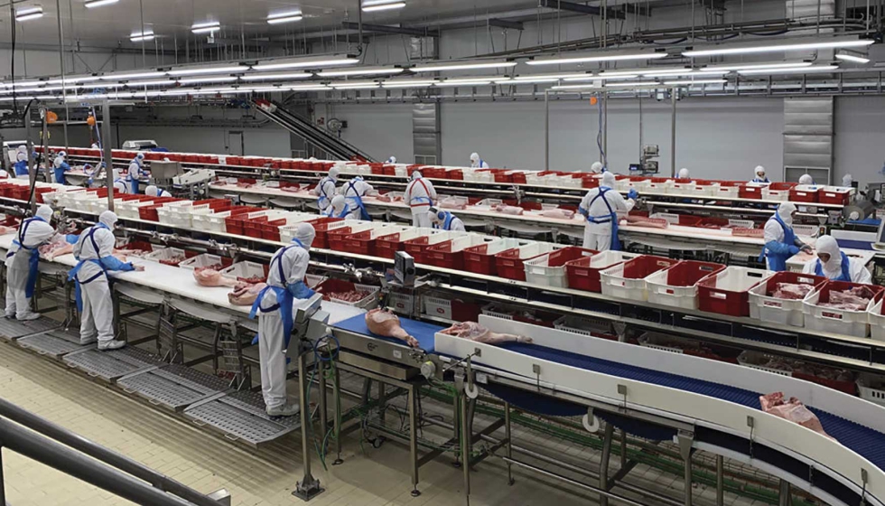 Tello cuenta con varias salas de despiece, una de ellas totalmente automtica con capacidad para 4.000 cerdos al da