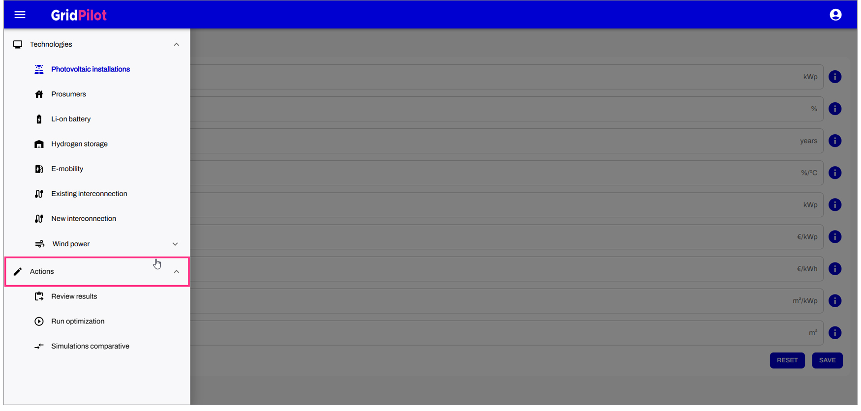 Pantalla de optimizaci�n de dise�o de activos