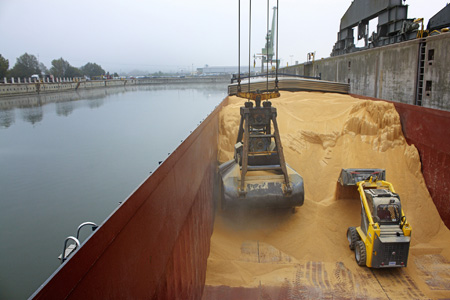 Cargadora compacta 501s de Wacker Neuson trabajando en el puerto de Kelheim