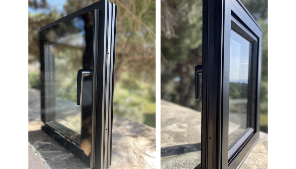 Detalles de la Refine Glass, sesin realizada en el exterior con una muestra para un nuevo proyecto en el Maresme