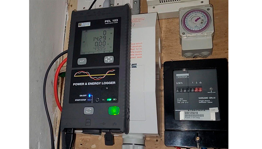 Registrador de potencia y energ�a PEL103 de Chauvin Arnoux, junto con un sensor flexible de corriente