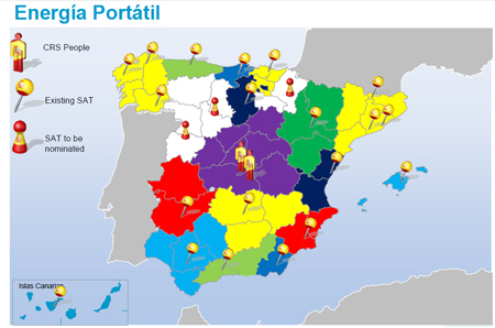 Red de servicio postventa para Energa Transportable en Espaa (a diciembre de 2011)
