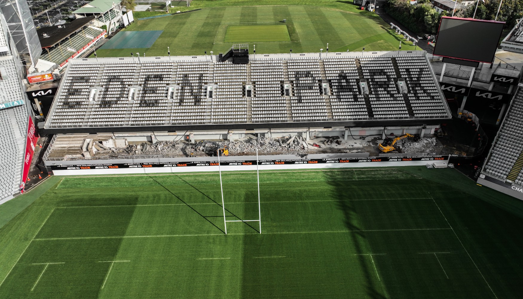 Trabajos de demolici�n en el Eden Park de Auckland