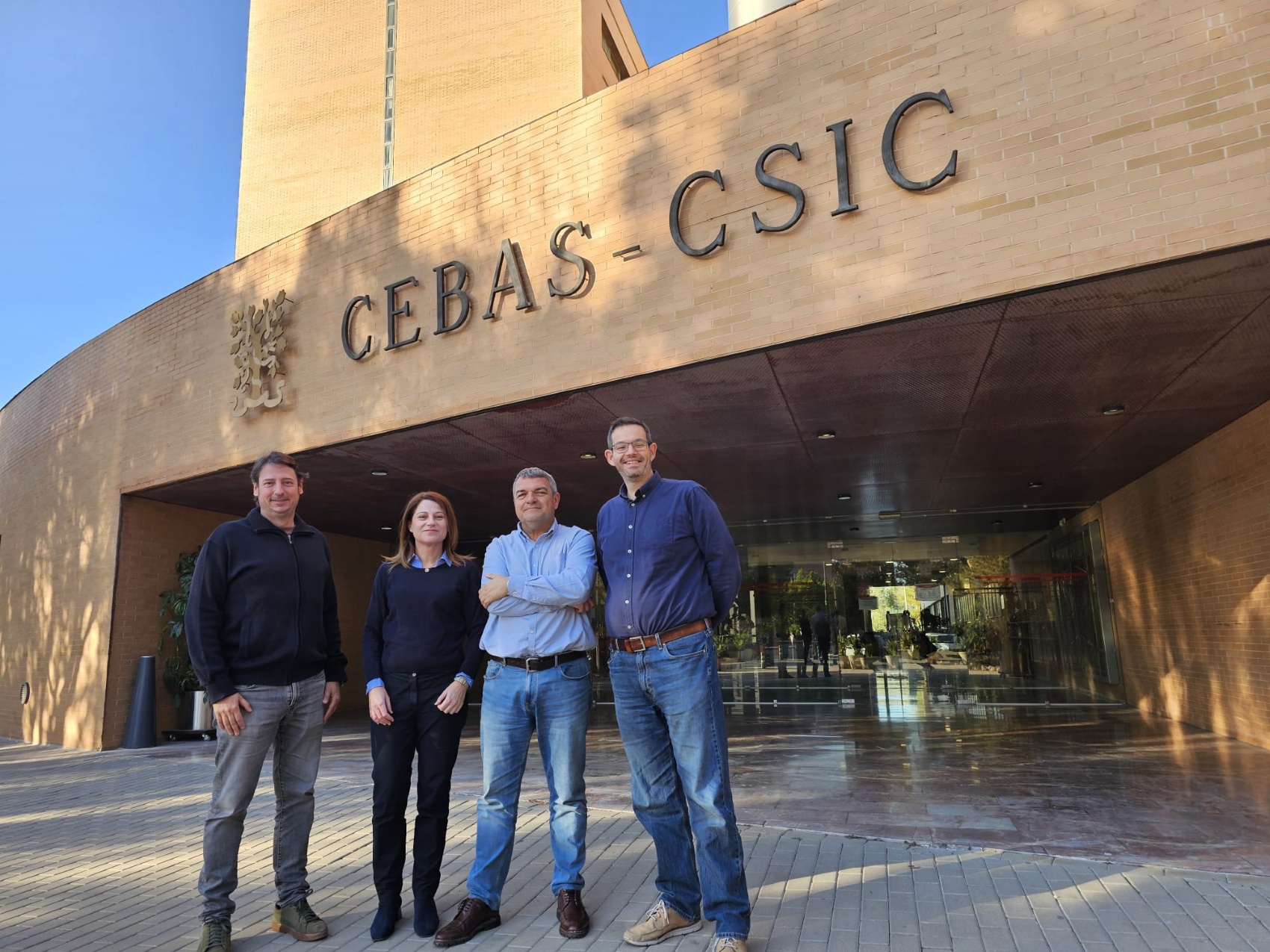 Imagen del equipo de direccin del CEBAS-CSIC: de izquierda a derecha, Ignacio Alcaraz, Victoria Selma, Pedro Martnez-Gmez y Felipe Bastida...