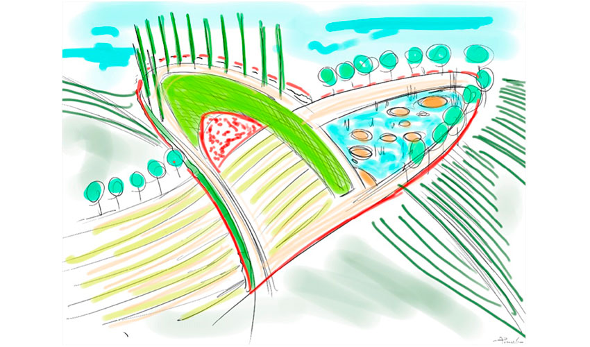 Boceto a color de paisaje sensorial