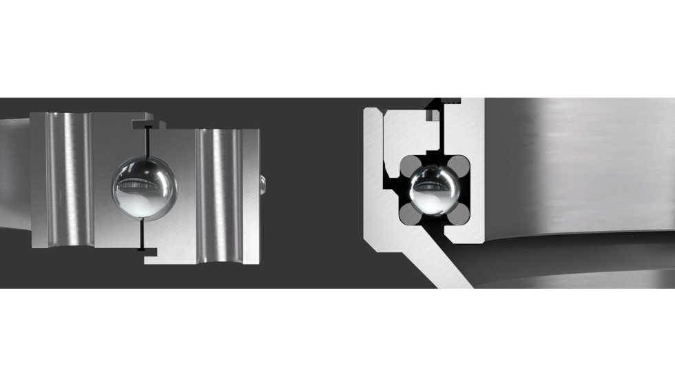 Comparaci�n conceptual entre un rodamiento convencional (izquierda) y un rodamiento de alambres (derecha)
