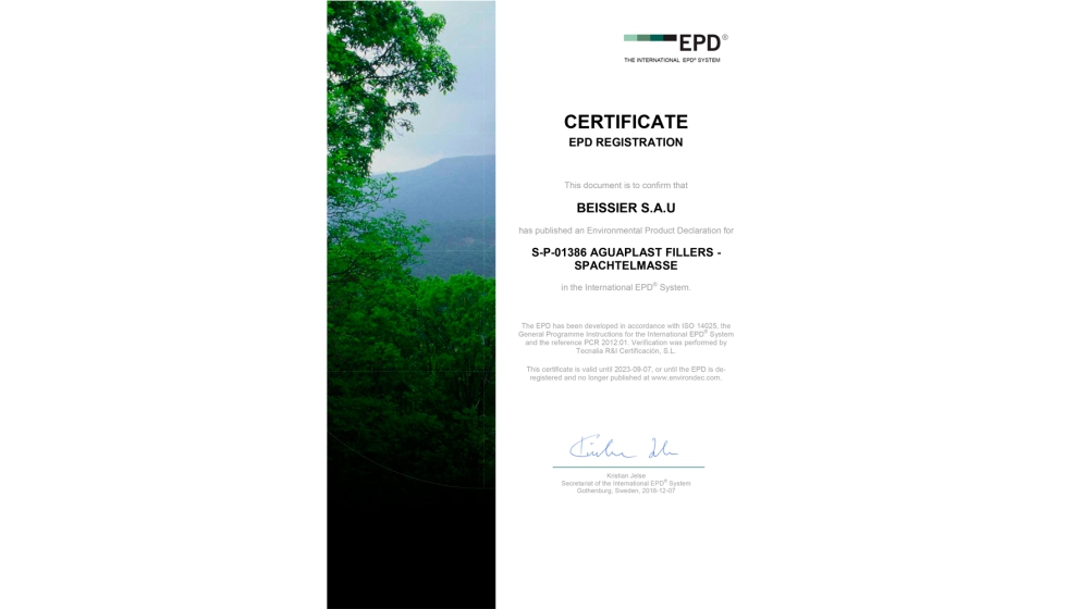 Certificaci�n EPD de Beissier