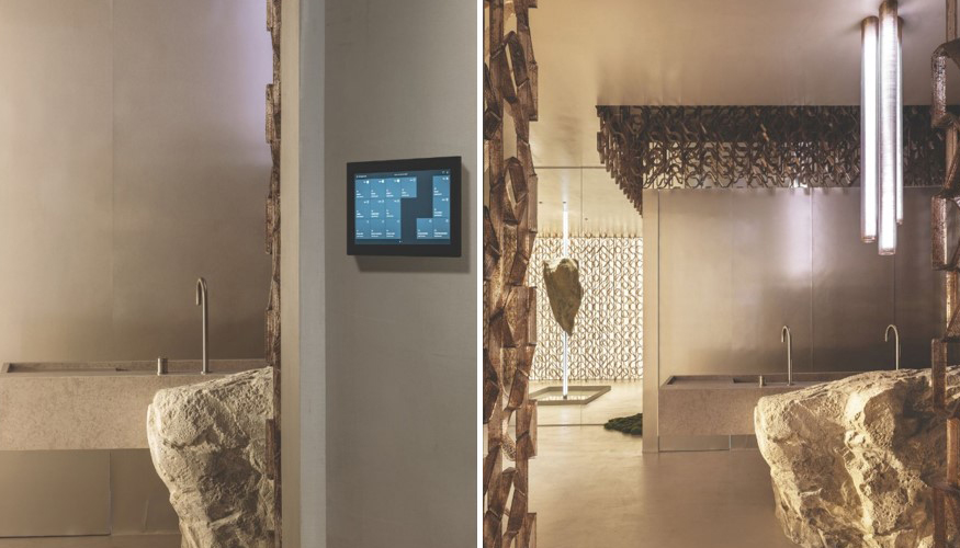 La integraci�n de la pantalla ABB SmartTouch 10� y los interruptores Sky Niessen en acabado Duna en el espacio de Calzi Paccieri...