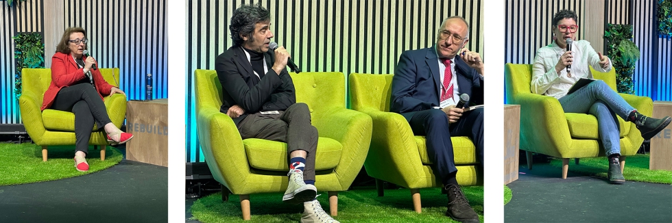 En la imagen de la izquierda Bego�a L�pez; en el centro Pablo S�iz e Ignasi P�rez-Arnal; y a la derecha Eul�lia Figuerola durante la mesa redonda...