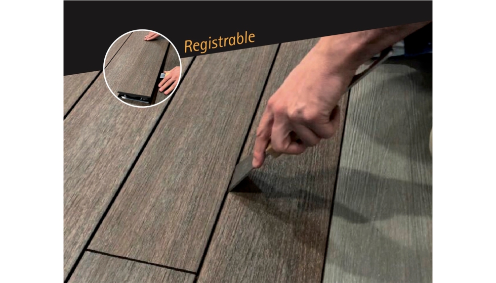 Clideck Revolution es una tarima tecnolgica WPC maciza registrable