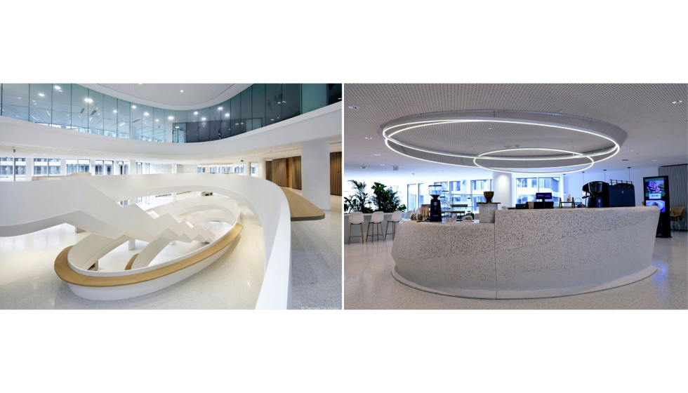 Dos espacios de esta oficina donde la luz no solo ilumina, sino que cuida a las personas en un proyecto donde se personalizaron m�s de 9...