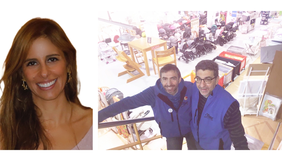 Rita Alves, head of marketing de Chicco Iberia, y Joan y David Font, gerentes de Font Espasa