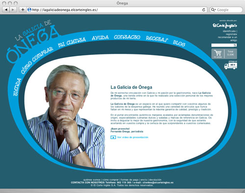 En la foto, aspecto de la nueva web sobre productos gallegos apadrinada por Fernando nega
