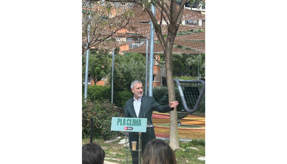 Jaume Collboni, alcalde de Barcelona, en la presentacion del Pla Clima dise�ado por el Ayuntamiento de la ciudad condal