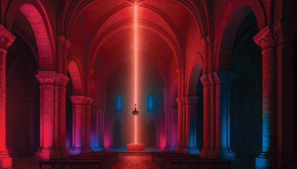 Render de �Astra� y su intervenci�n lum�nica en la iglesia del monasterio de Veruela