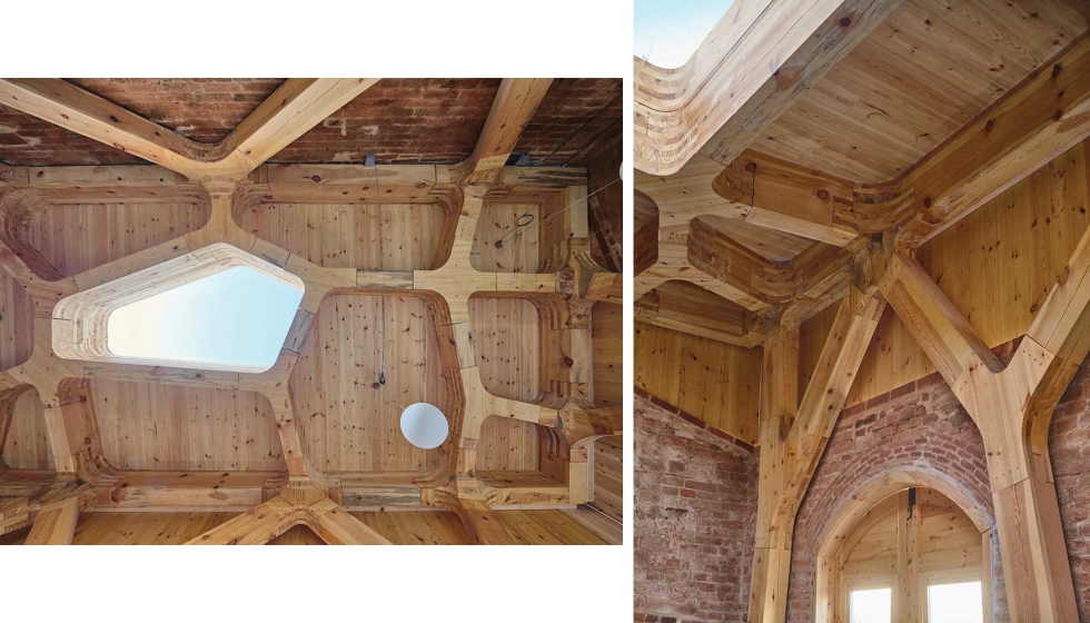 Con una estructura de madera, el edificio evoca a la arquitectura de una catedral. Fotos: Adrià Goula