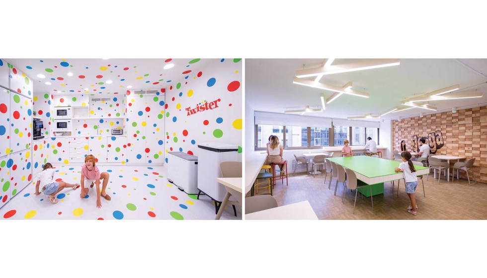 La iluminaci�n t�cnica se complementa con el dise�o creativo y divertido de algunos espacios como el del Twister o el Jenga. Fotos: Dobleese Estudio...