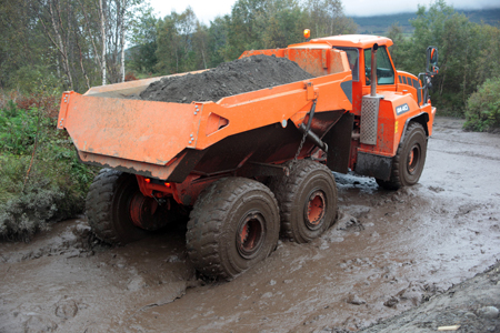 Dumper Articulated GIVES 40 in action, showing his provision in the most complicated terrains