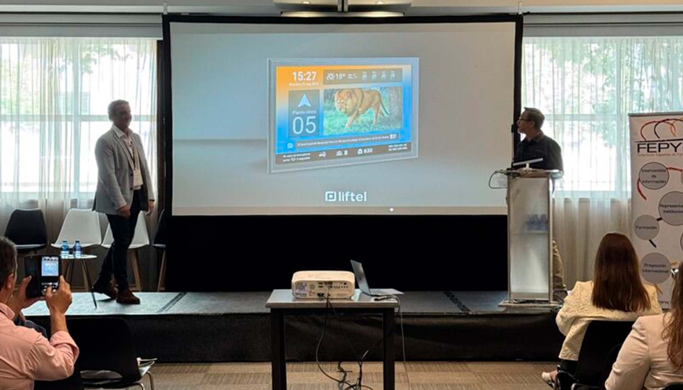 La jornada concluy� con una presentaci�n t�cnica a cargo del equipo de Liftel, centrada en su nueva pantalla para cabinas, que despert� gran inter�s...