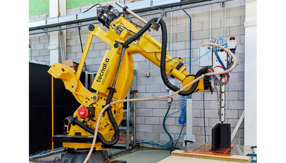 Clula hbrida desarrollada por Tecnalia para fabricar piezas de hasta 3 metros por impresin 3D de pellets mediante la combinacin de cabezales de...