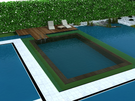 La piscina, que se deba incluir en el proyecto, se mantiene integrada en el jardn