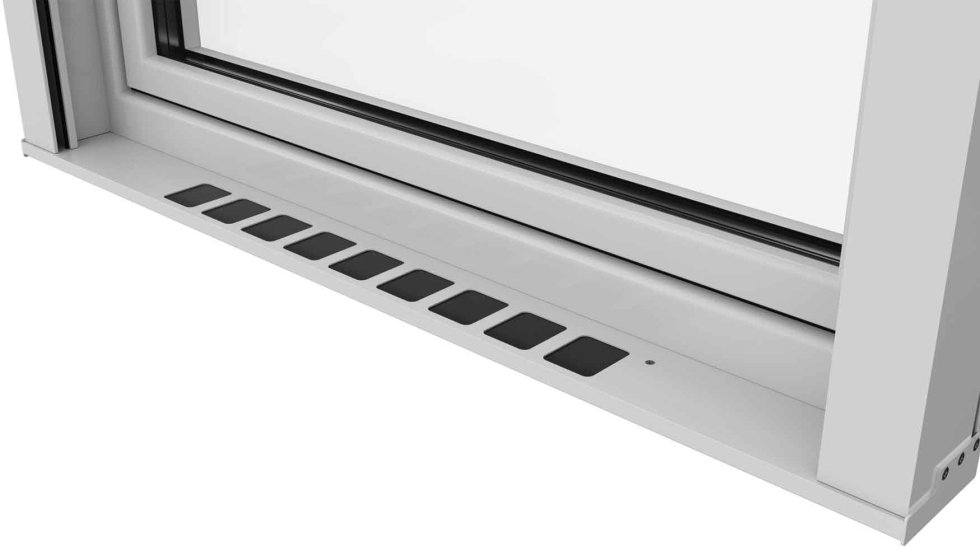 Detalle de los paneles solares integrados en la persiana solar de Glass by Gaviota