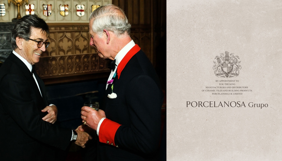 H�ctor Colonques, presidente de Porcelanosa Grupo, y el entonces principe de Gales, en una cena de gala celebrada en el castillo de Windsor en 2016...