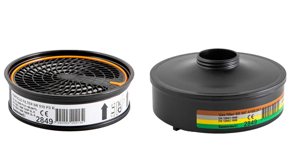 A la izq., filtro de partculas; y a la dcha., filtro de gases y vapores de Sundstrm