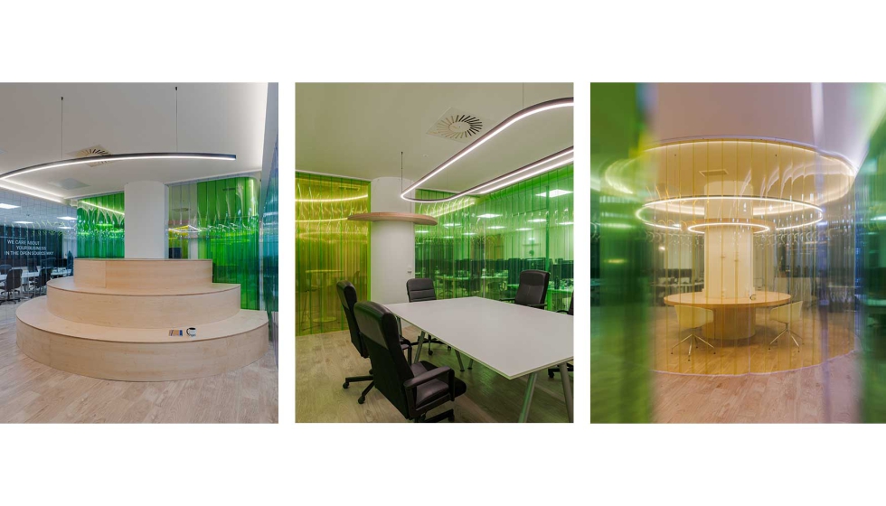 La luz cobra gran protagonismo en este proyecto de reforma y ampliaci�n de estas oficinas junto a la r�a de Bilbao. Fotos: Phelipe Eizaguirre...