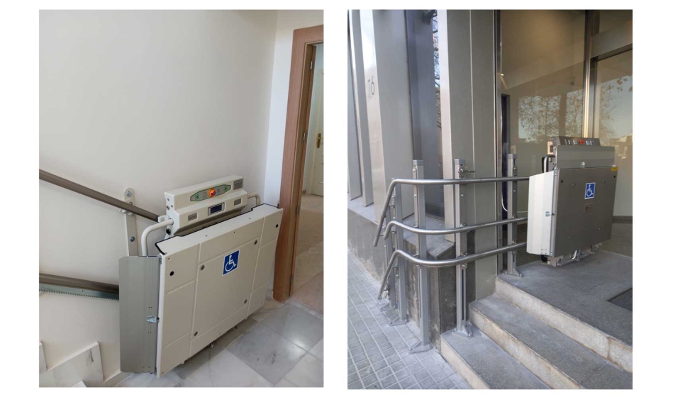 Plataformas salvaescaleras inclinadas Aris (recta) y F�nix (curva)