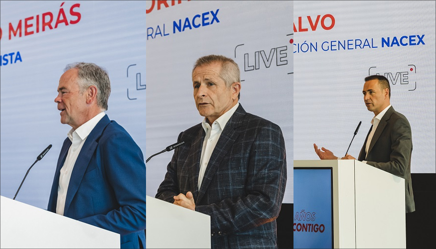 De izquierda a derecha: I�igo Meir�s, CEO de Logista; Manuel Orihuela, director general de NACEX; y Xavier Calvo, adjunto a la direcci�n...