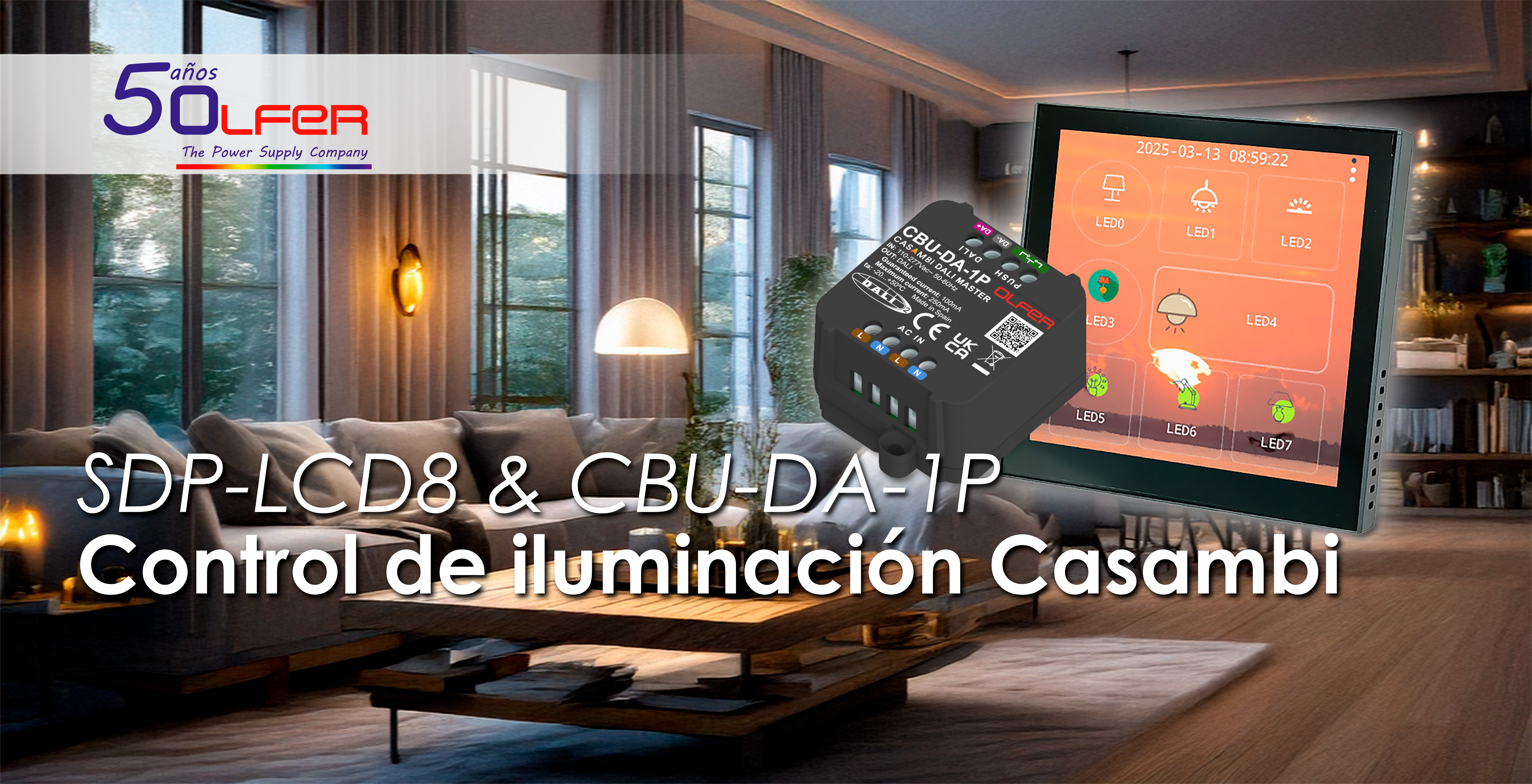 SDP-LCD8 & CBU-DA-1P para el control de iluminacin Casambi