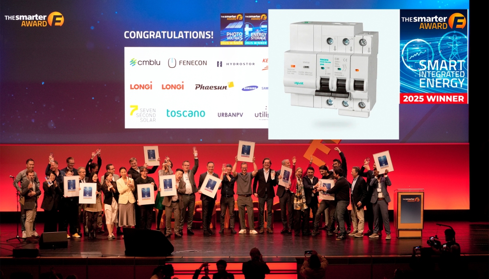 Dispositivo Backup Combi Pro Max recibi el galardn The Smarter E Award 2025 en la categora de Smart Integrated Energy durante Intersolar Europe...