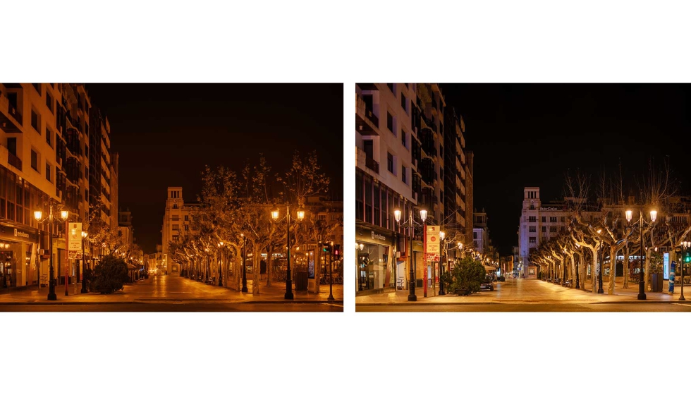 Antes y despu�s de la renovaci�n del alumbrado en Logro�o...