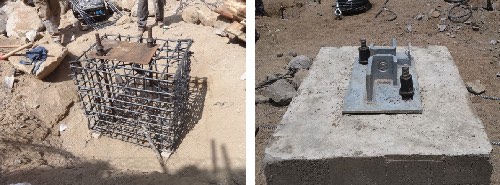 Fig. 23. Acero de refuerzo del dado de hormign armado y estado final de la cimentacin