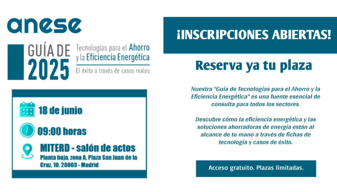 La asistencia a la presentacin oficial de la Gua de Tecnologas para el Ahorro y la Eficiencia Energtica 2025 es gratuita...