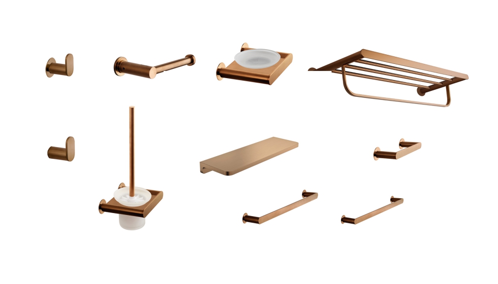 Accesorios de ba�o Ergos de ramonsoler, acabado cobre cepillado