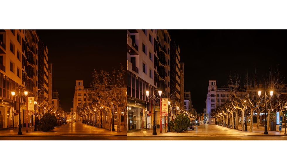 Transformación del alumbrado en una calle emblemática del centro con Siglo XLA 2200 K...