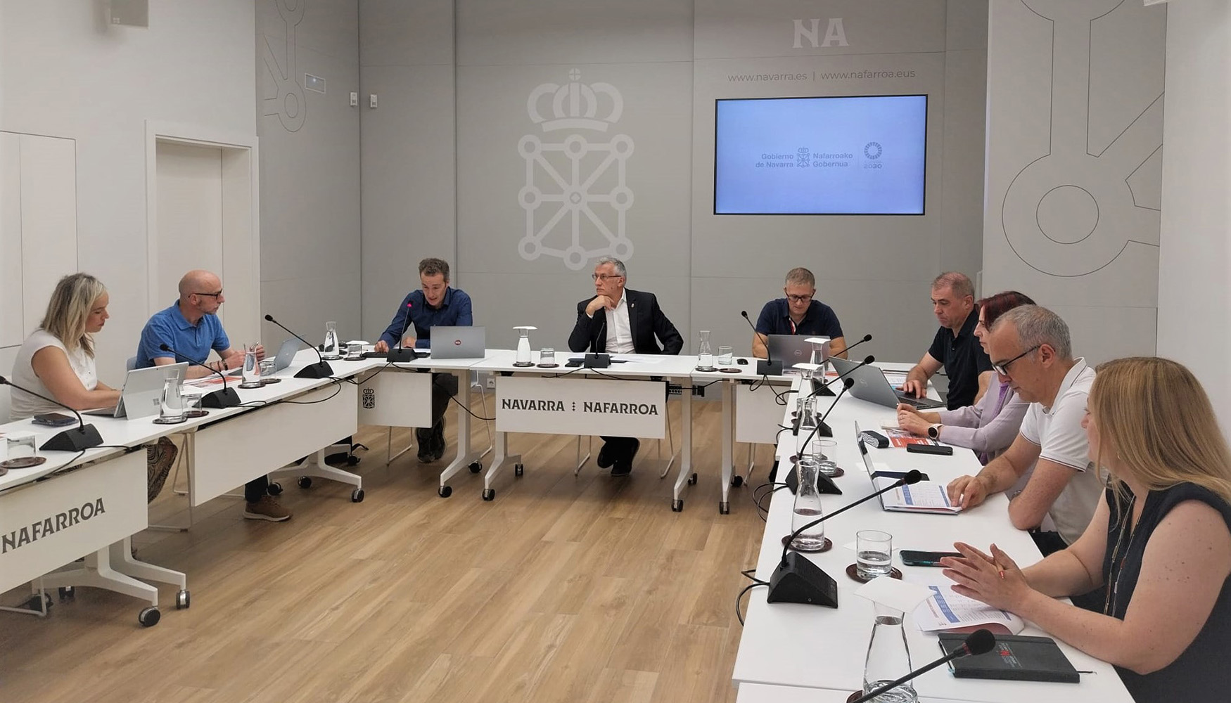 El vicepresidente del Gobierno de Navarra, F�lix Taberna, y el nuevo director gerente de Nasertic, Luis Campos...