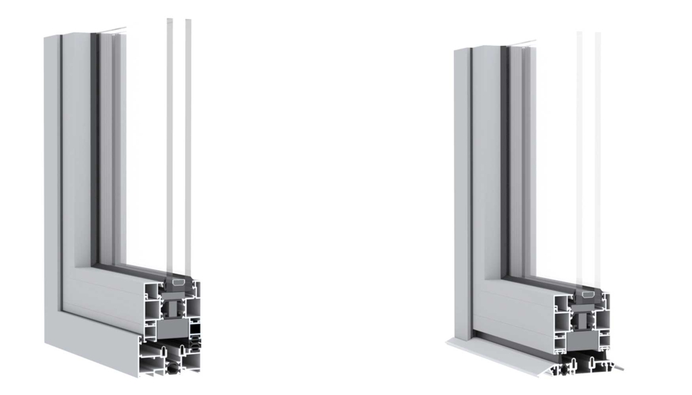 Soluci�n de marco perimetral (izquierda) y soluci�n de umbral