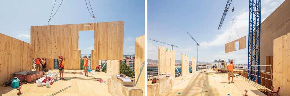 Dos instant�neas del proceso constructivo de este proyecto impulsado por Urbanitree. Fotos: Adri� Goula