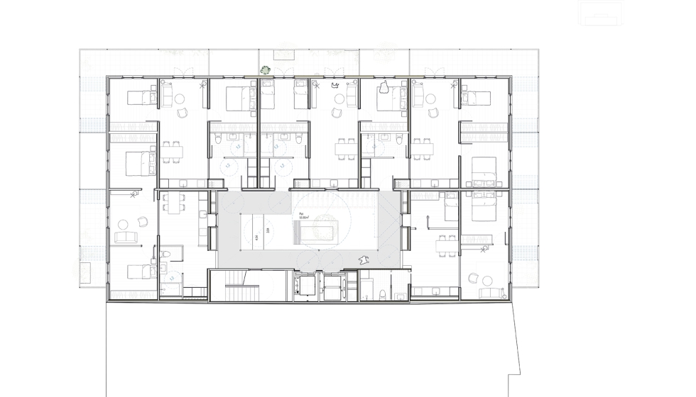 Alzado del tipo de viviendas de 60 metros cuadrados que forman este conjunto residencial p�blico