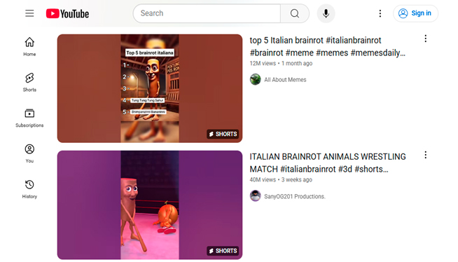 Ejemplos de frases 'Brainrot' italianas