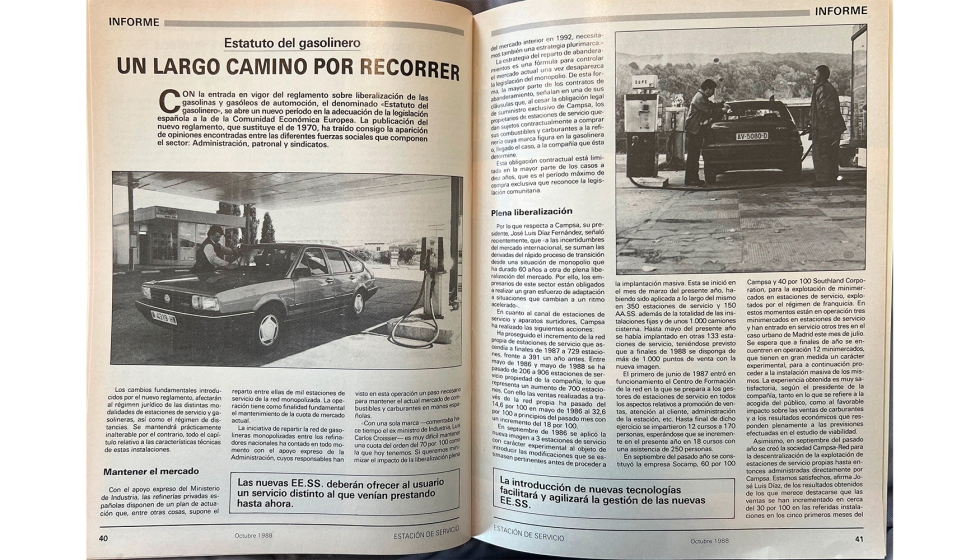 Con la entrada en vigor del reglamento sobre liberalizacin de las gasolinas y gasleos, denominado 'Estatuto del gasolinero'...