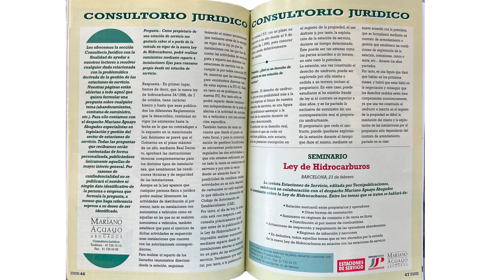 Edicin del consultorio legal en el n 116 de Estaciones de Servicio (1998)